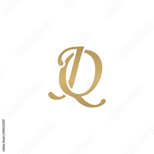Initial letter JQ, overlapping elegant monogram logo, luxury golden color