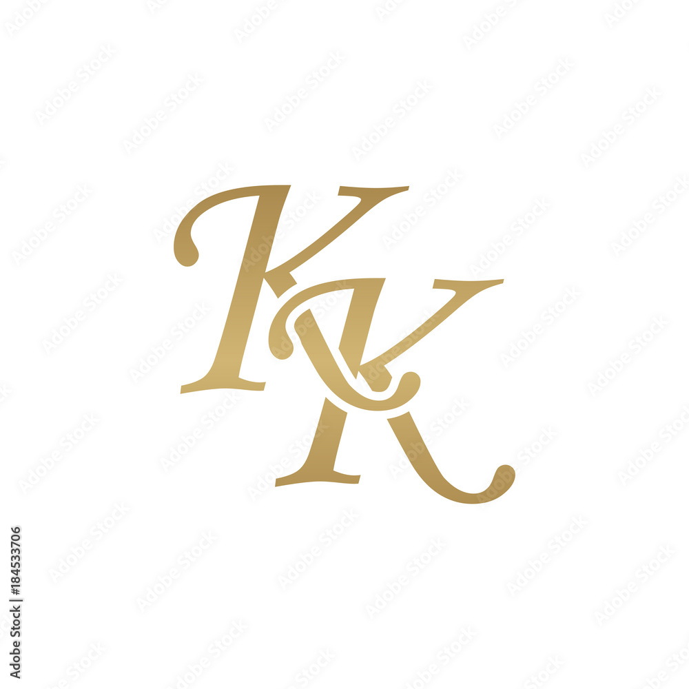 Initial letter KK, overlapping elegant monogram logo, luxury golden color Initial letter KK, overlapping elegant monogram logo, luxury golden color