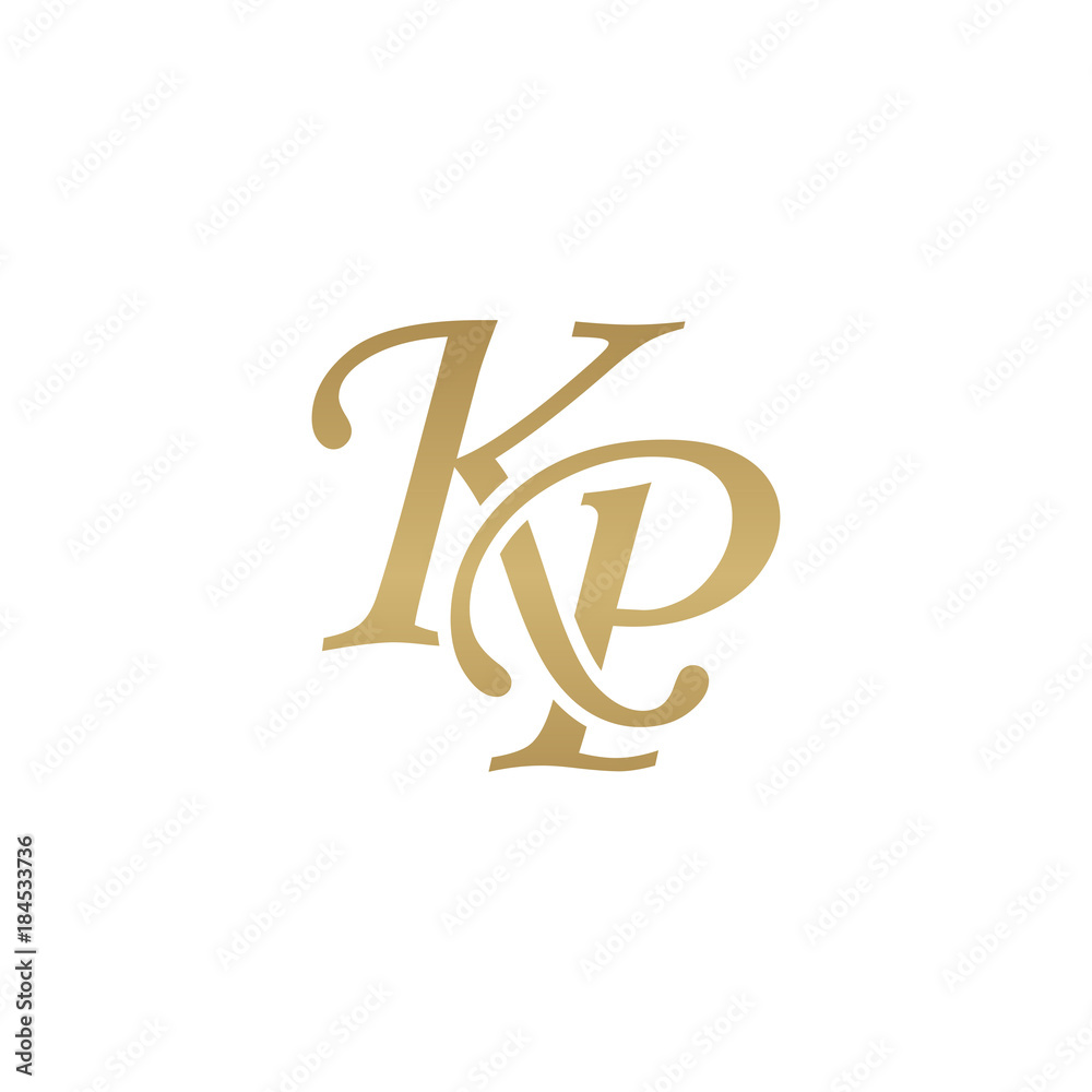 Initial letter KP, overlapping elegant monogram logo, luxury golden color Initial letter KP, overlapping elegant monogram logo, luxury golden color
