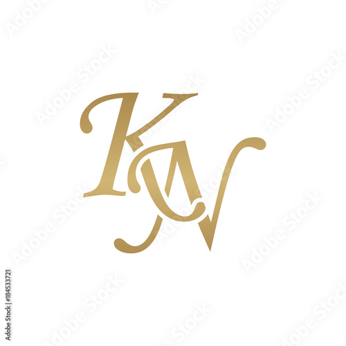 Initial letter KN, overlapping elegant monogram logo, luxury golden color