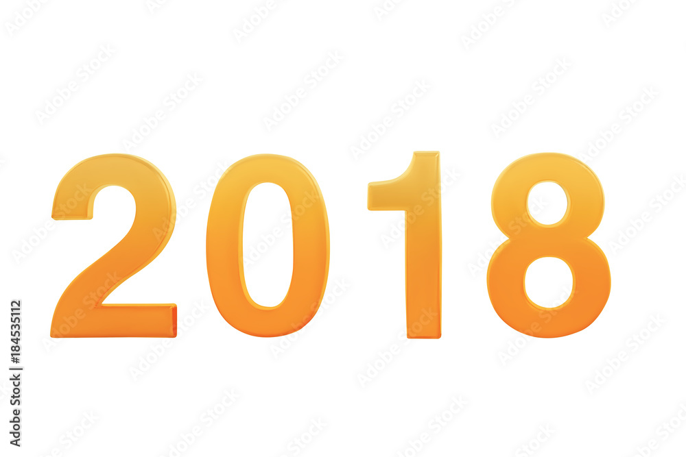 2018 happy new year sign symbol golden digits isolated on white background. yellow metal numbers. 2018 happy new year sign symbol golden digits isolated on white background. yellow metal numbers.