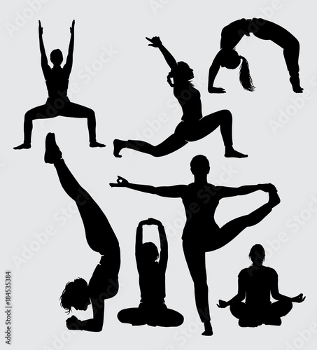 yoga meditation and aerobic sport silhouette Good use for symbol, logo, web icon, mascot, sign, sticker, or any design you want
