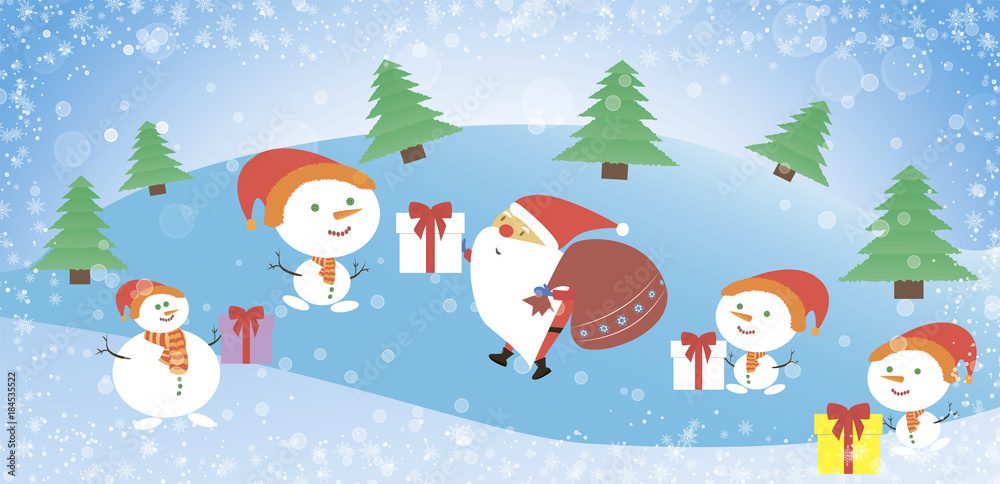 Christmas card with Santa Claus and snowman. Santa and a snowman Christmas card with Santa Claus and snowman. Santa and a snowman