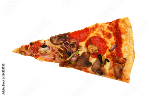 Fotografía Cut off slice pizza isolated on white background