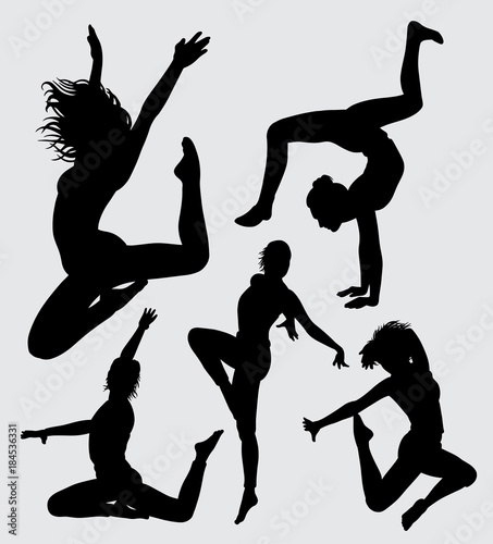aerobic dance silhouette Good use for symbol, logo, web icon, mascot, sign, sticker, or any design you want
