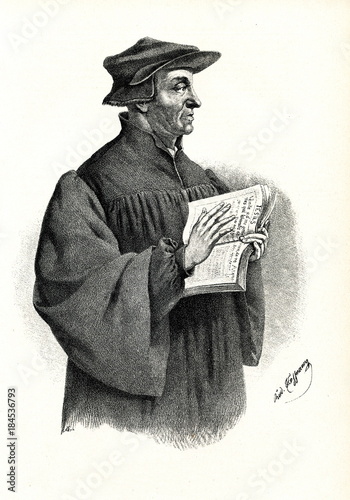 Huldrych (Ulrich) Zwingli, leader of the Reformation in Switzerland (from Spamers Illustrierte Weltgeschichte, 1894, 5[1], 275) photo