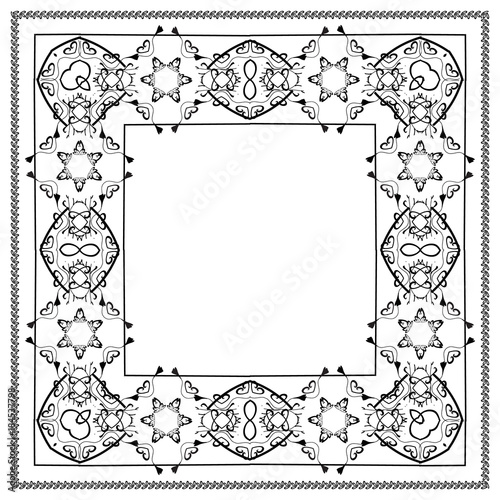 Decorative vintage frame. Jewish star. Vector illustration on isolated background