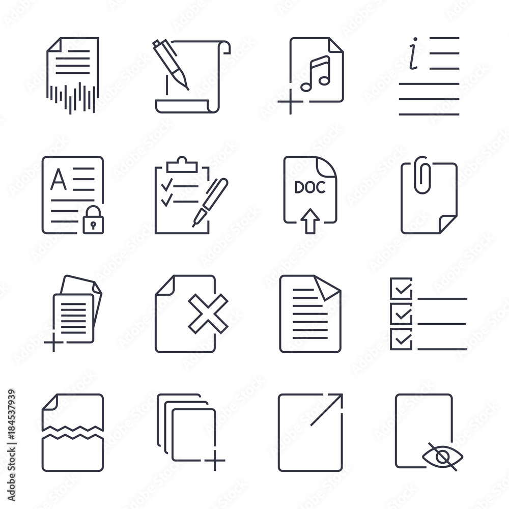 Paper icons. Document icons. Vector EPS10. Icon set with editable stroke Paper icons. Document icons. Vector EPS10. Icon set with editable stroke