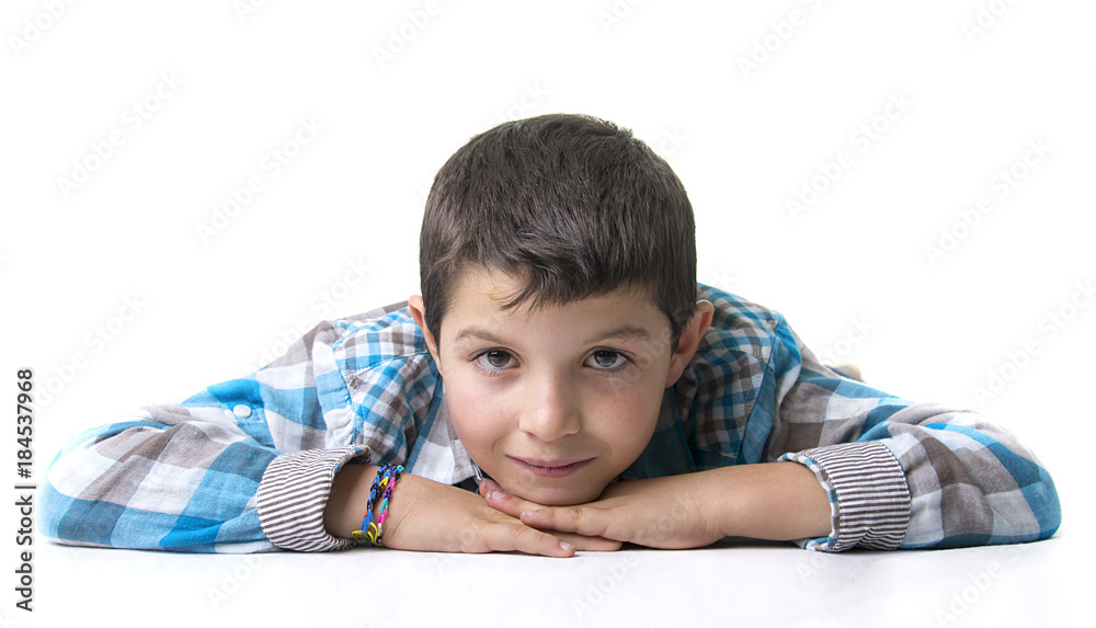 Portrait of a happy schoolboy isolated on a studio background Portrait of a happy schoolboy isolated on a studio background