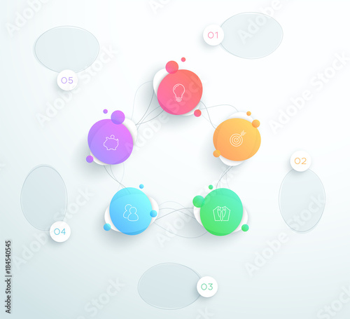 Vector Abstract 3d 5 Circle Business Infographic
