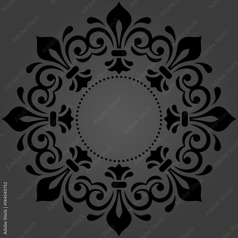 Elegant vector ornament in classic style. Abstract traditional round dark pattern with oriental elements. Classic vintage pattern Elegant vector ornament in classic style. Abstract traditional round dark pattern with oriental elements. Classic vintage pattern