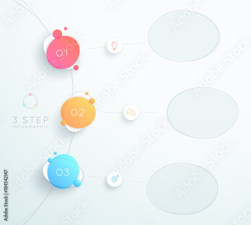 Vector Abstract 3d Circles Linked Number 1 to 3 Infographic