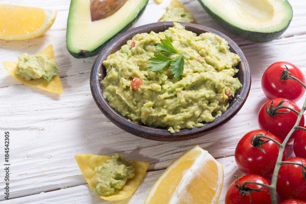 Guacamole with ingredients