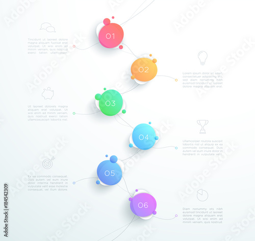 Vector Abstract 3d Number 1 to 6 Step Infographic Page Layout