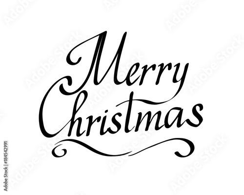 Merry christmas text vector on white background. Lettering for invitation, wedding and greeting card, prints and posters. Hand drawn inscription