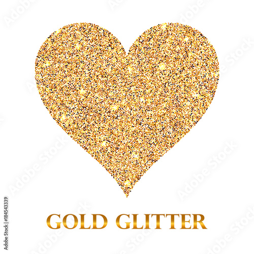 Gold glitter. Shine. A heart. Love. For your design.