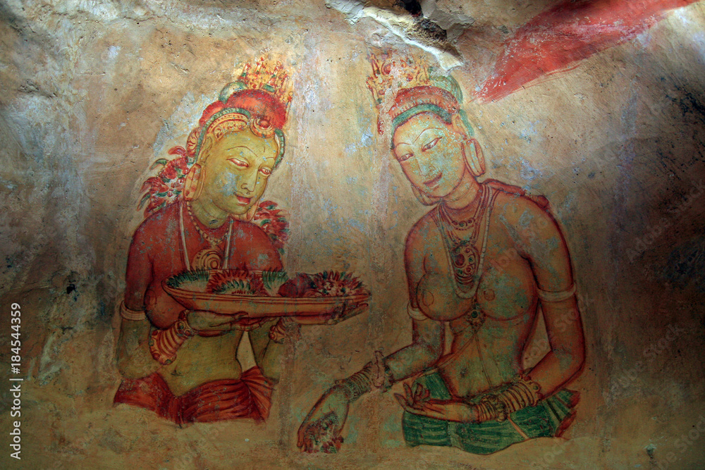 Naklejka premium Ancient frescos in Sigiriya, Sri Lanka