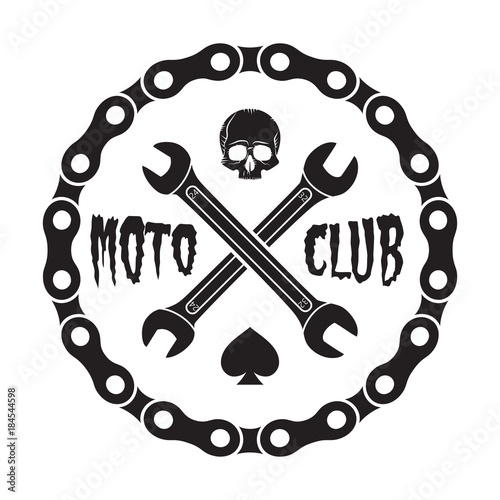 Skull motorcycle club Badge/Label