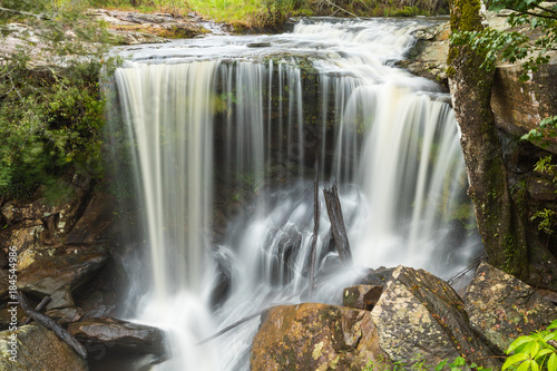 View of peaceful waterfall in the tropical rainforest  waterfall in Phu Kradueng National Park  Loei Province  Thailand