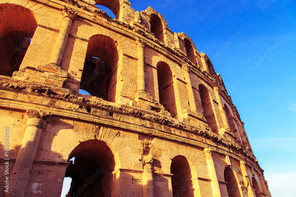 The ruins of the amphitheater in El Jeme, Tunisia.