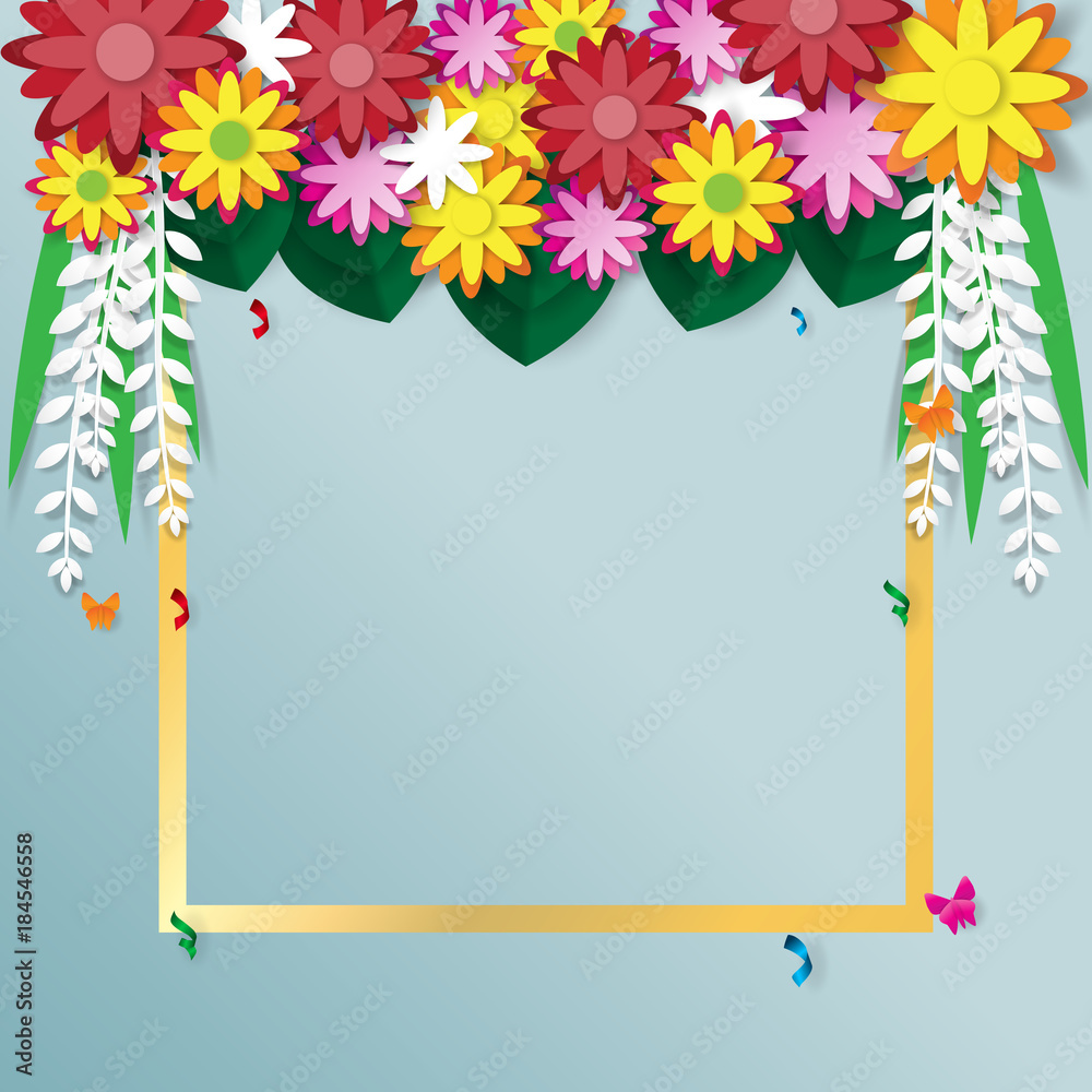 Obraz premium Flowers sale banner paper art concept.