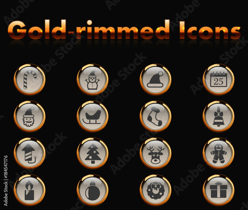 christmass gold-rimmed icons for your creative ideas