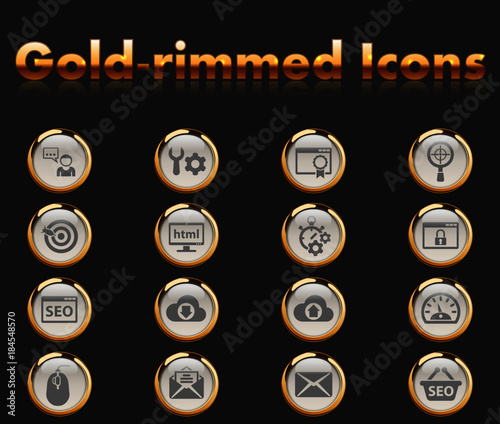 seo gold-rimmed icons for your creative ideas