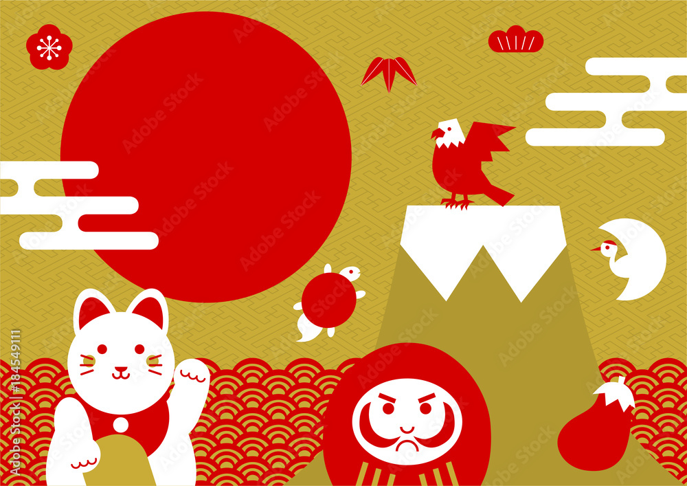 お正月 縁起物 イラスト 年賀 金背景 Stock Vector Adobe Stock お正月 縁起物 イラスト 年賀 金背景 Stock Vector Adobe Stock