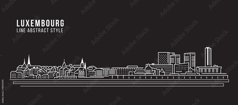 Cityscape Building Line art Vector Illustration design - Luxembourg city