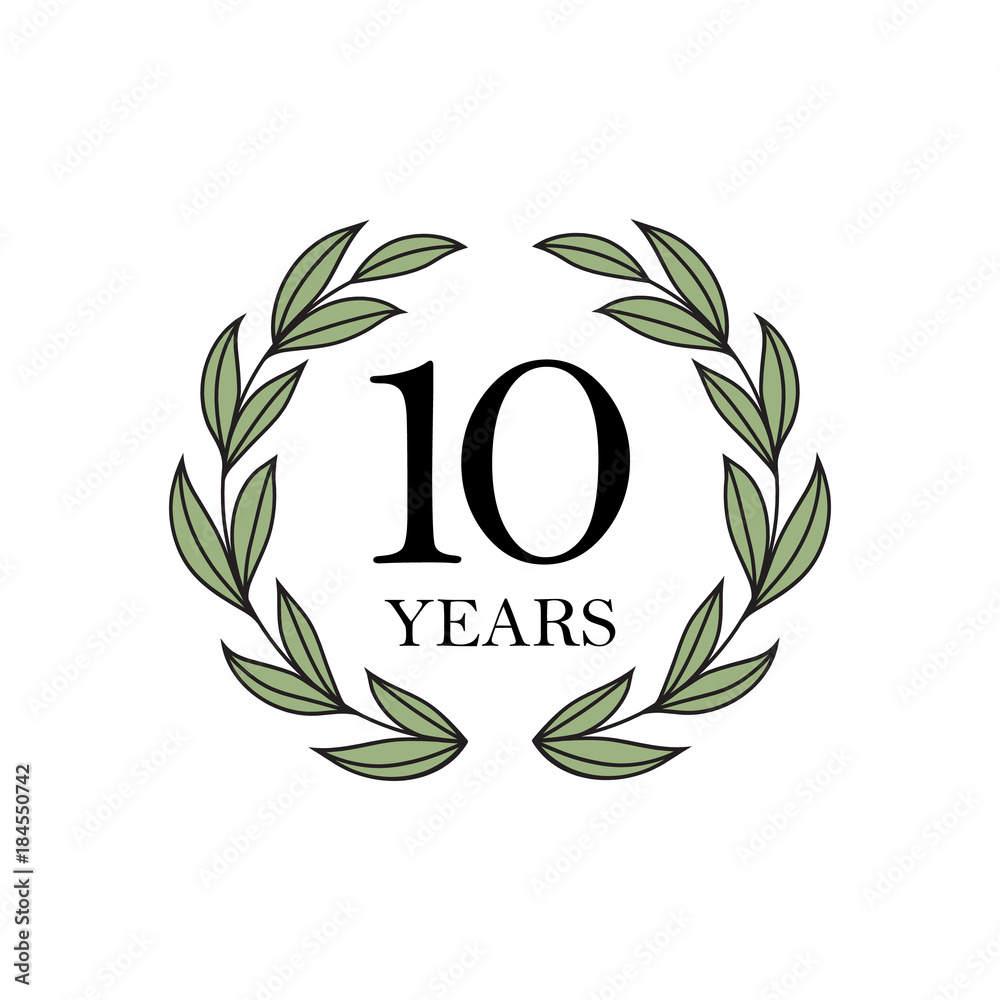 10th anniversary with floral laurel wreath