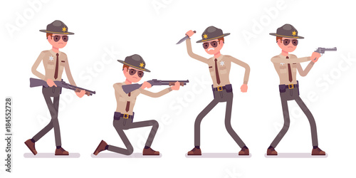 Male sheriff and weapons