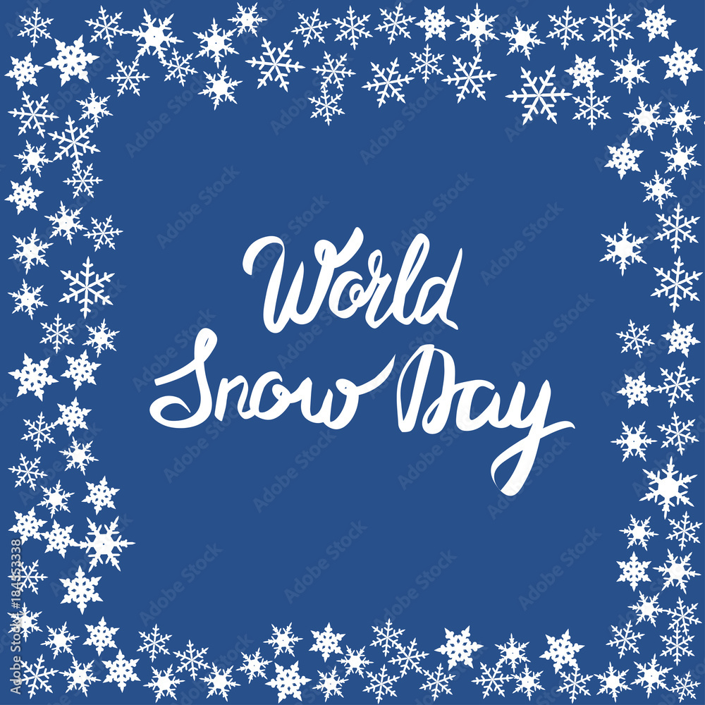 World snow day hand lettering