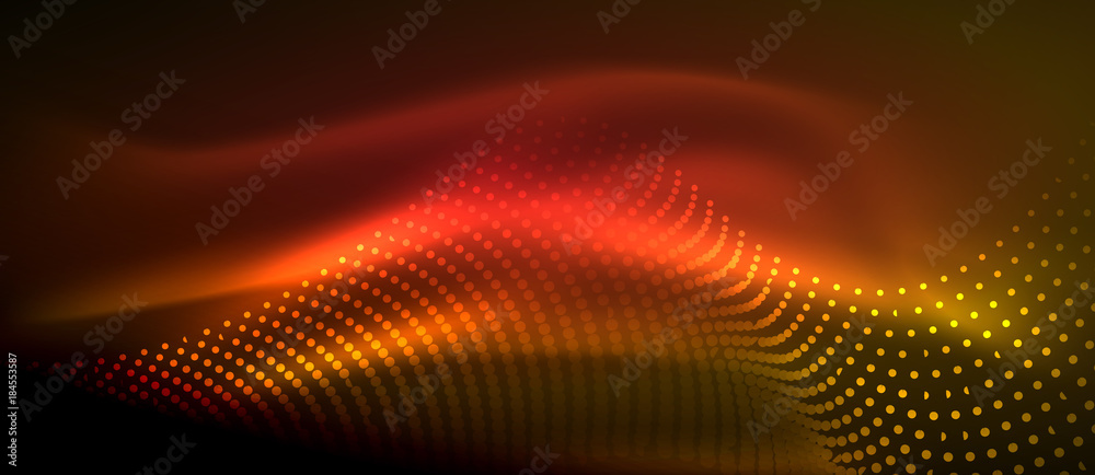 Glowing abstract wave on dark, shiny motion Glowing abstract wave on dark, shiny motion