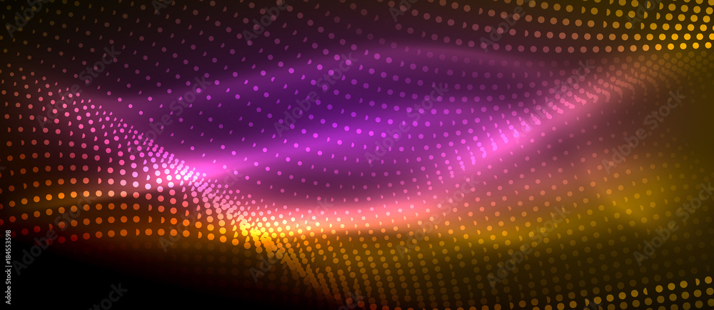 Glowing abstract wave on dark, shiny motion