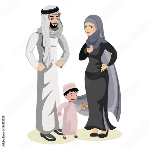 Muslim Family Cartoon Character