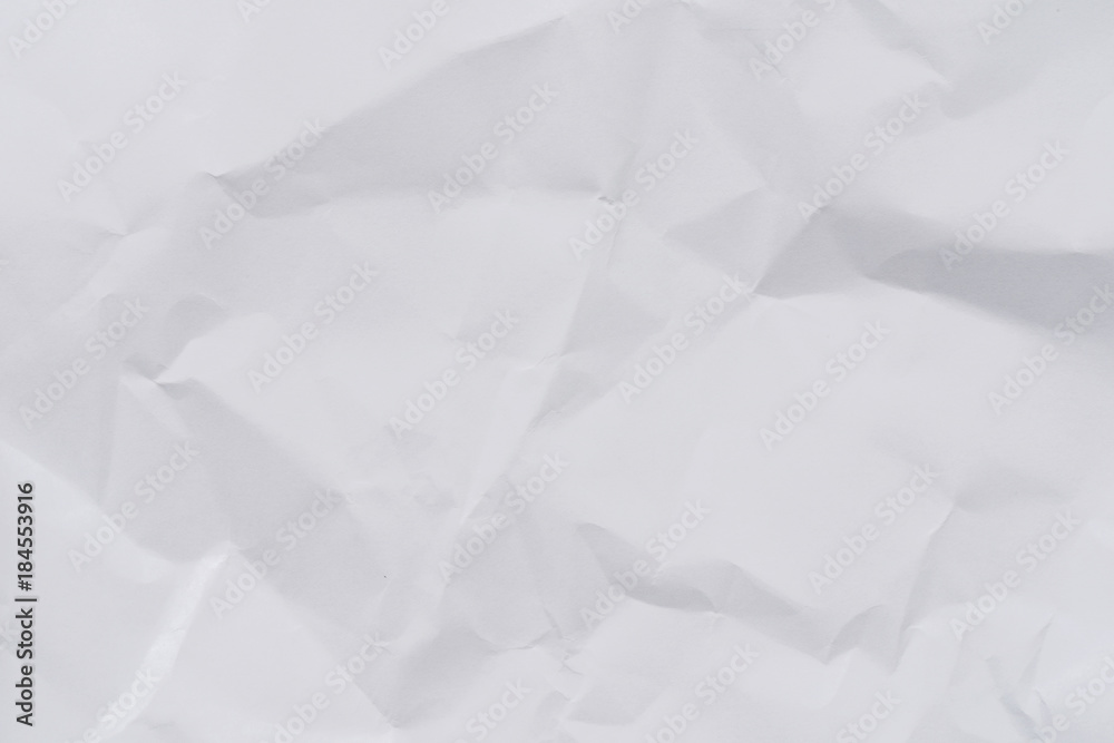Fototapeta premium Białe zmięty papier tło i tekstura, pomarszczony pognieciony biały papier streszczenie
