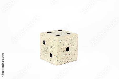 Game cube against white background. Figures. Cube of stone