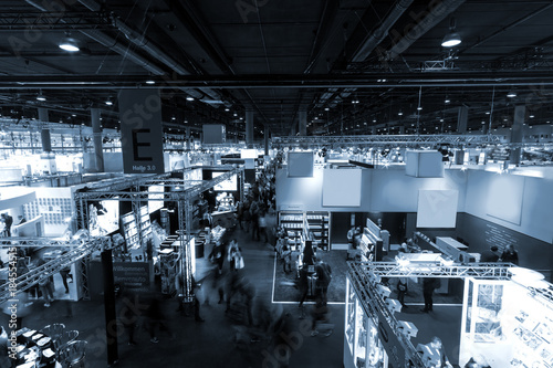 Tela blurred people at Frankfurt trade fair