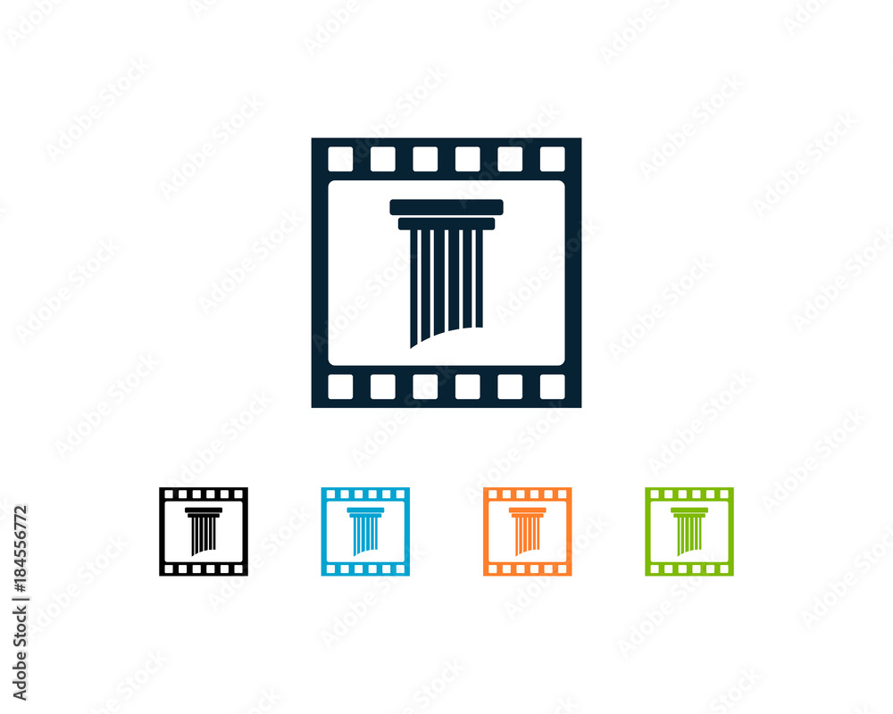 Unique Pillar in the Film Cassette Symbol Logo Vector