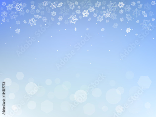 Abstract winter decorative Christmas holidays background with snowflakes and bokeh lights. Vector Illustration.