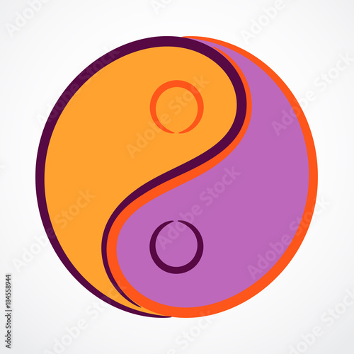 Contour Yin Yang symbol with filling