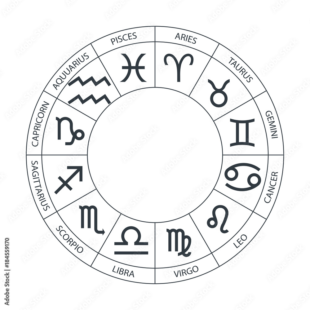 Vector graphics astrology set on white background. A simple geometric