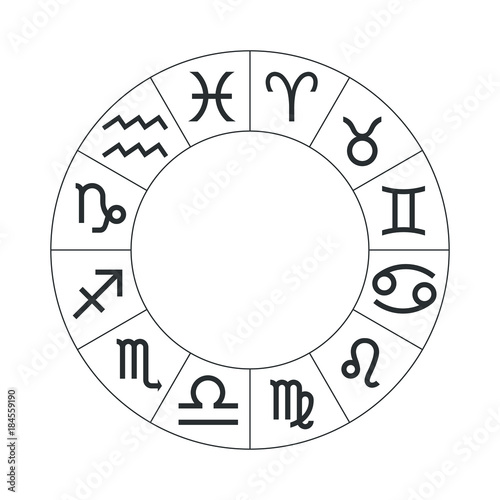 Vector graphics astrology set on white background. A simple geometric representation of the zodiac signs for horoscope, line art illustration