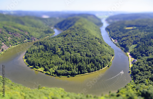 Saarschleife der Saar bei Orscholz mit Blick auf gesamte Saarbiegung in Saar-Lor-Lux Saarland Deutschland Europa photo