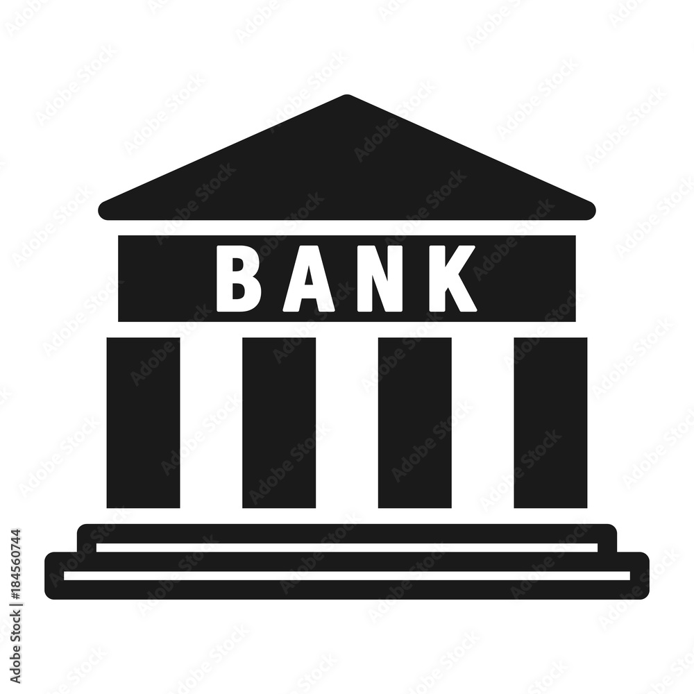 Flat icon of bank building. vector illustration