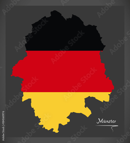 Munster City map with German national flag illustration