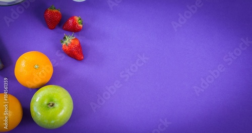 Overhead ciew of various fruits photo