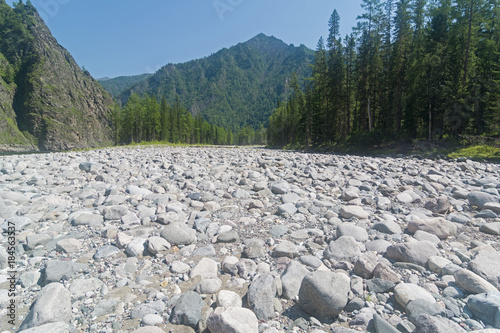 Dry stony river bed. photo