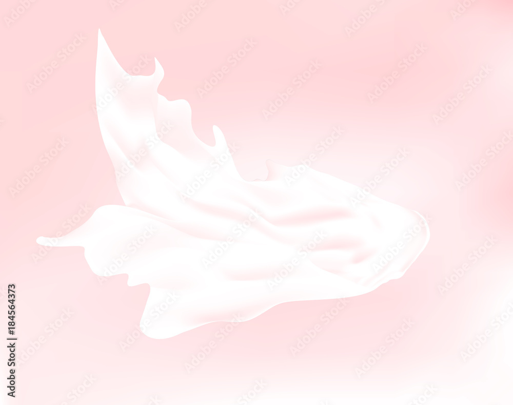 Silky chiffon elements, pink elegant fabric floating in the air, 3d illustration