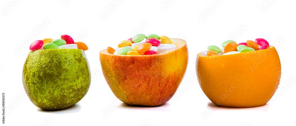 Health care concept - fruits ore full of vitamins Health care concept - fruits ore full of vitamins